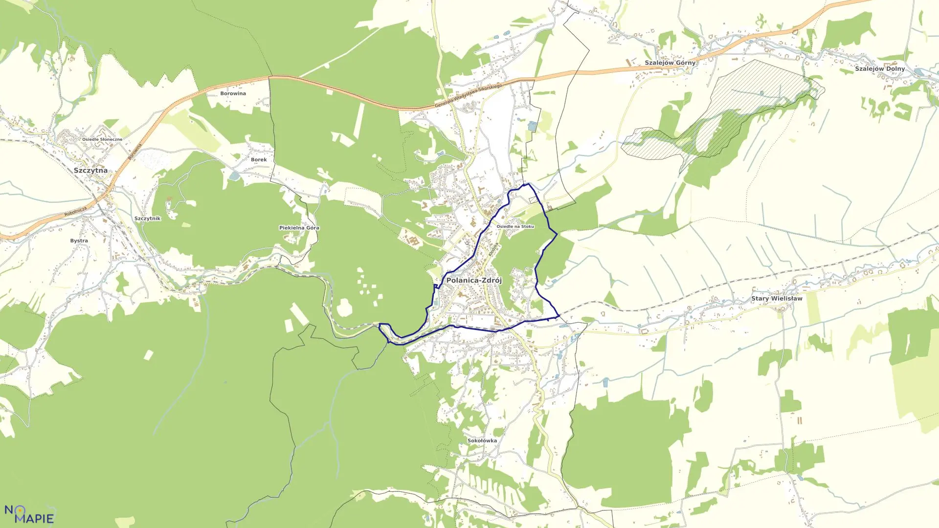 Mapa obrębu Centrum w mieście Polanica-Zdrój