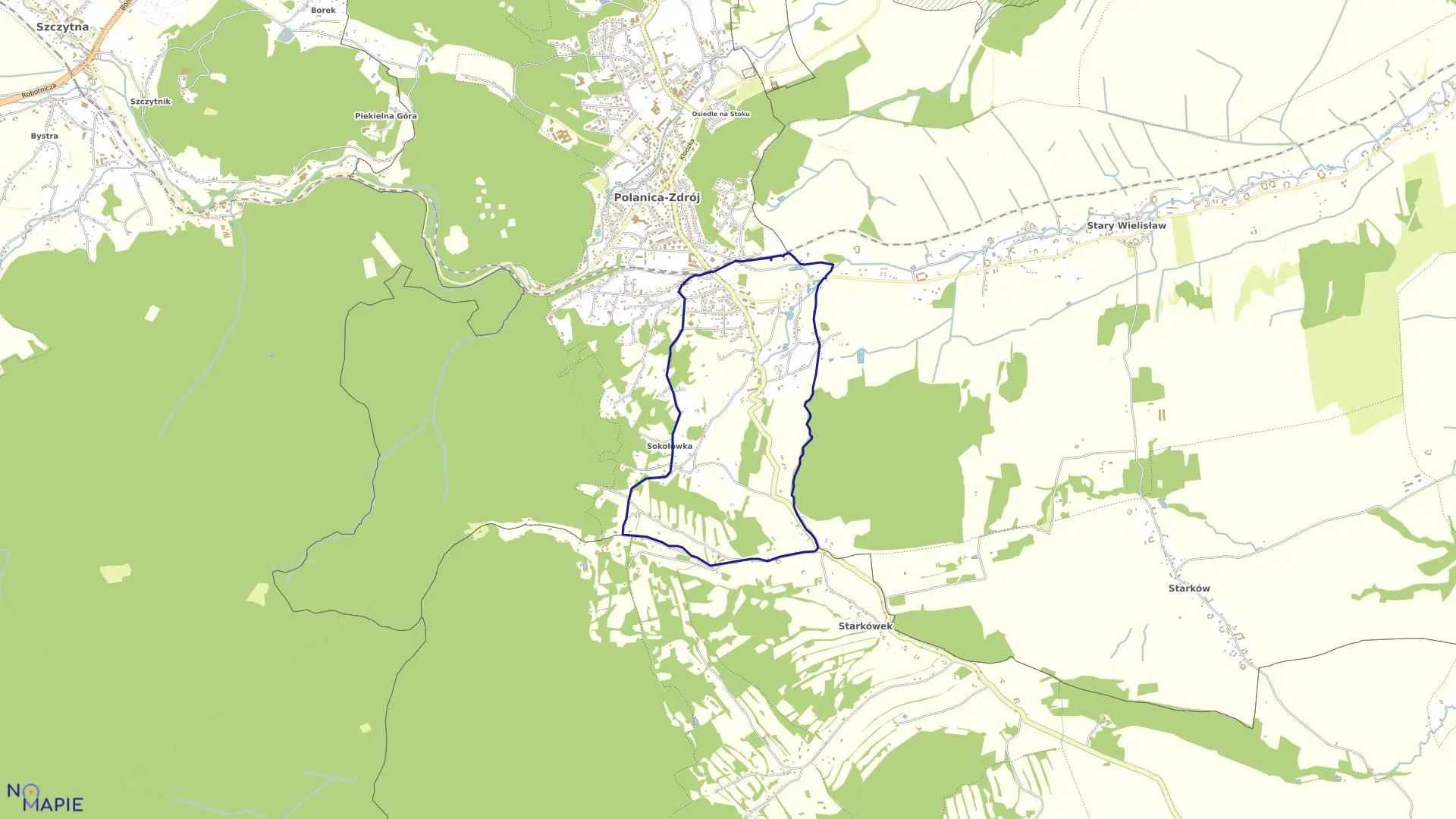 Mapa obrębu Nowy Wielisław w mieście Polanica-Zdrój